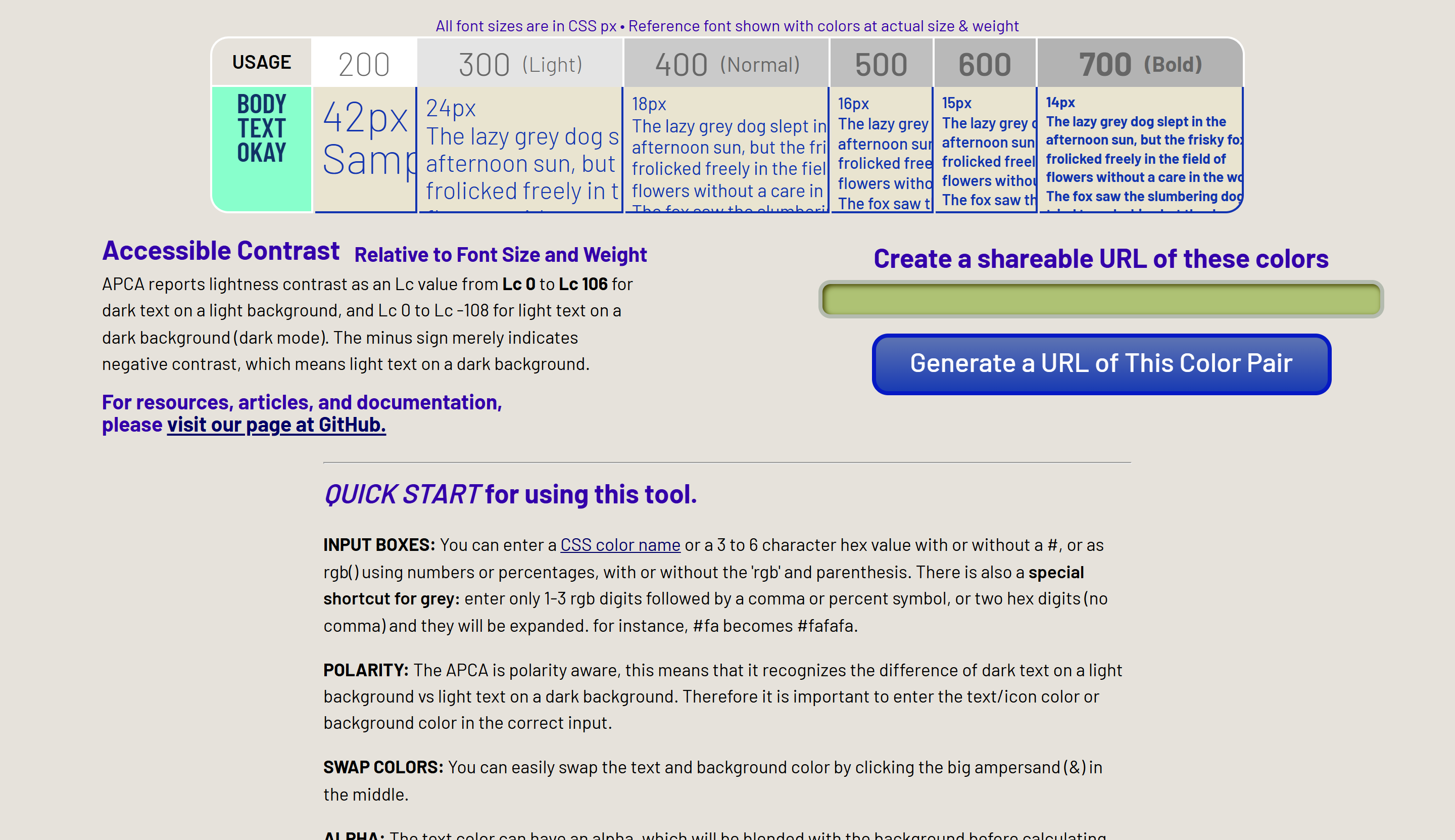 Preview of APCA Contrast