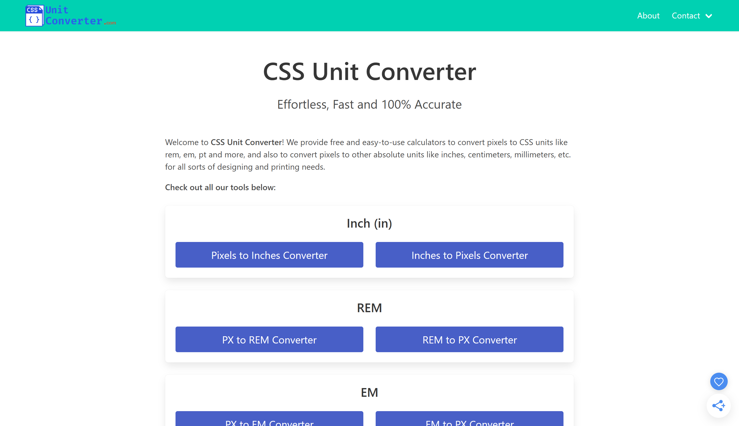 Preview of CSS Unit Converter