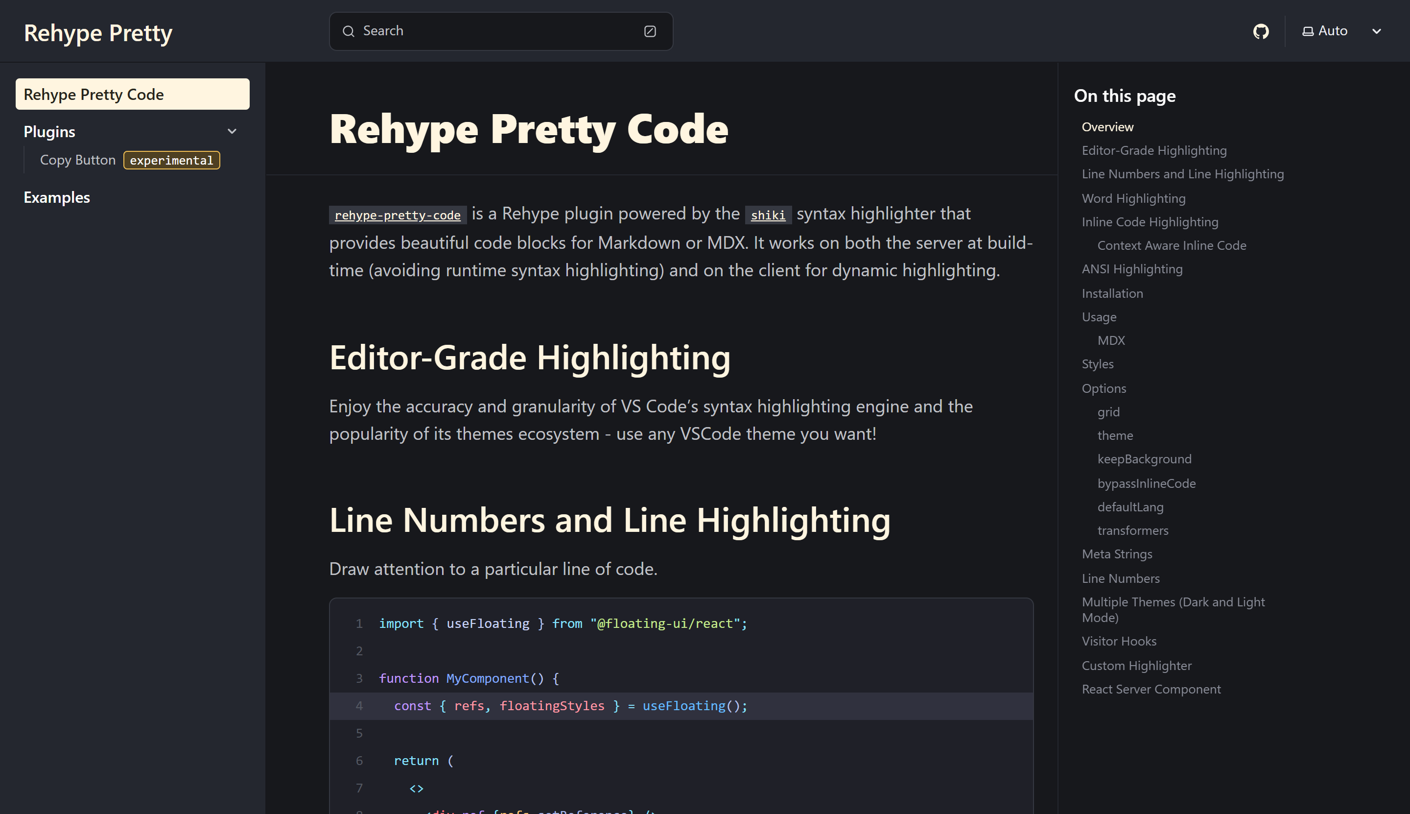 Preview of Rehype Pretty Code
