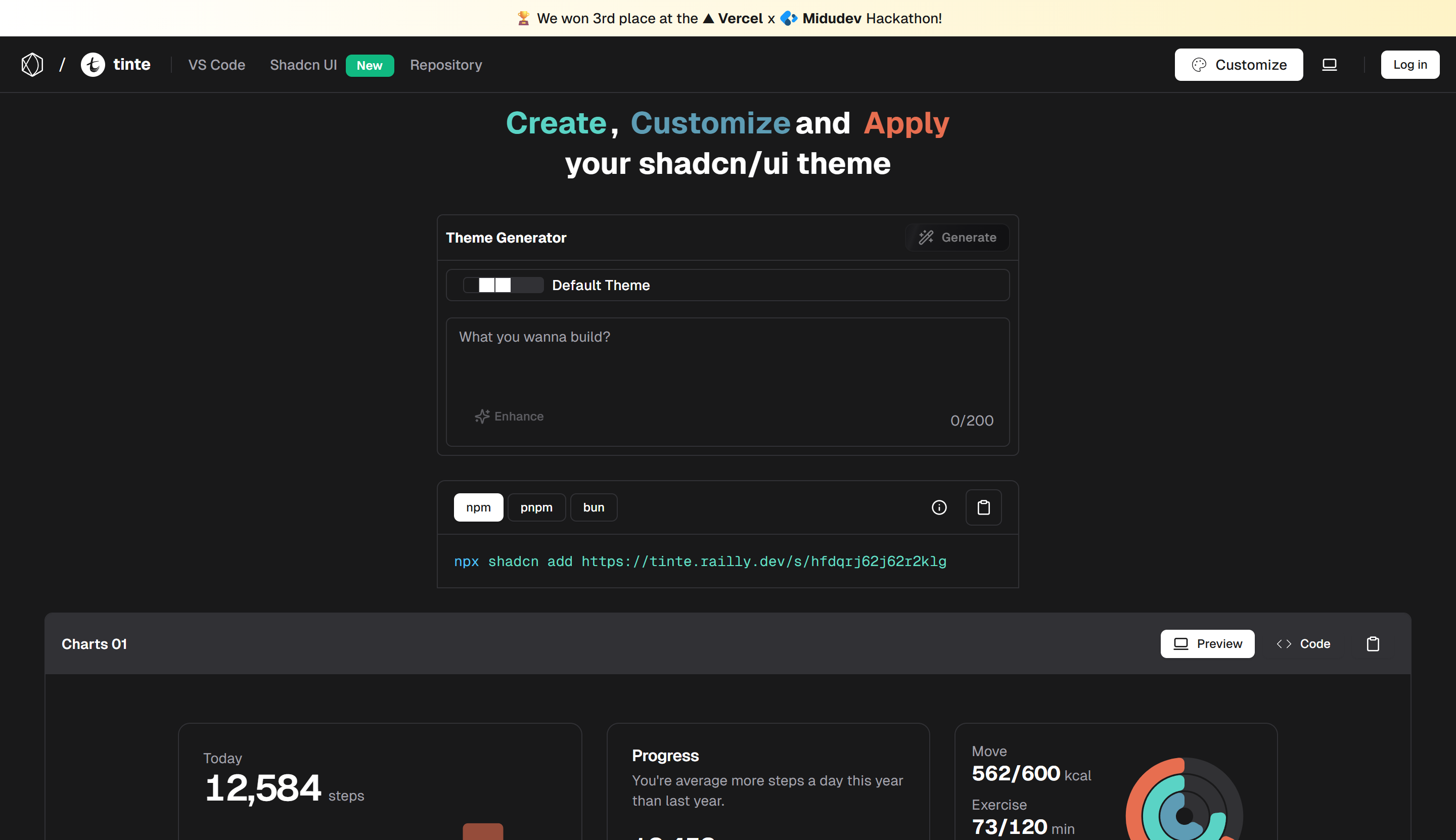 Preview of Tinte.dev